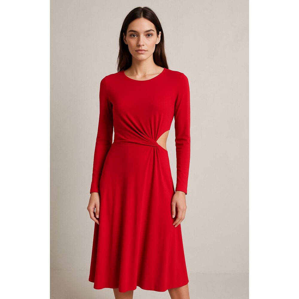 JASON WU Side Cutout Long Sleeve Midi Dress NWOT Sz 4